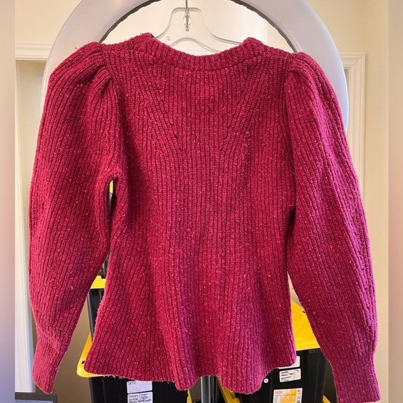 La Vie Rebecca Taylor Red Ribbed Peplum Sweater - Picture 16 of 16
